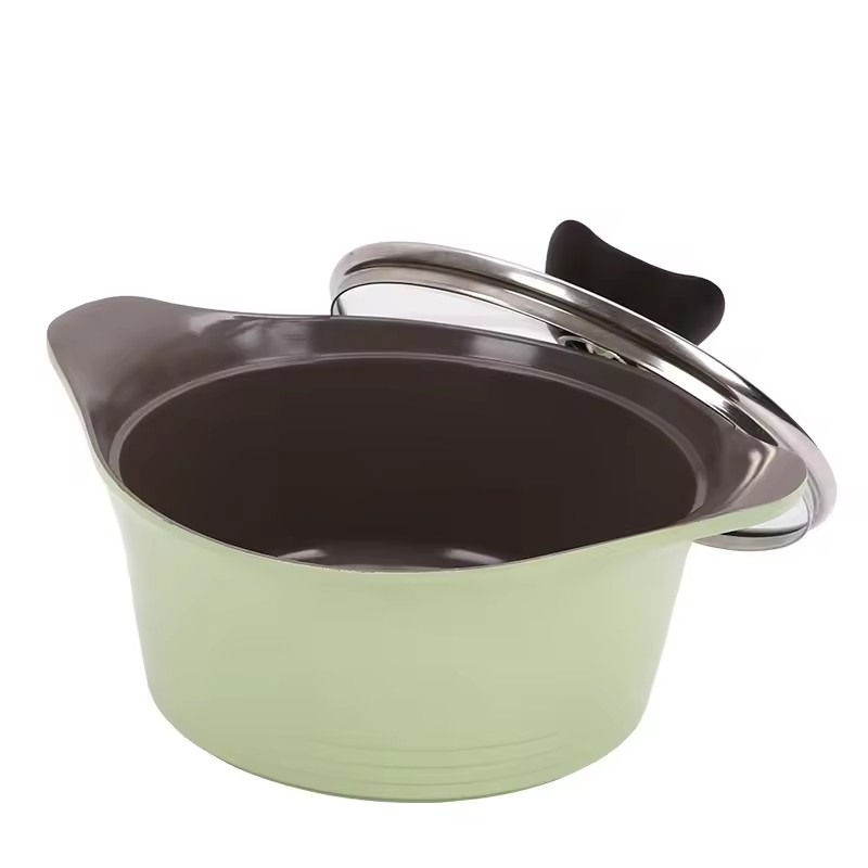 ঢাকনা সহ ফ্যাশন কাস্টম লোগো নন-স্টিক অ্যালুমিনিয়াম স্যুপ স্টক পাত্র