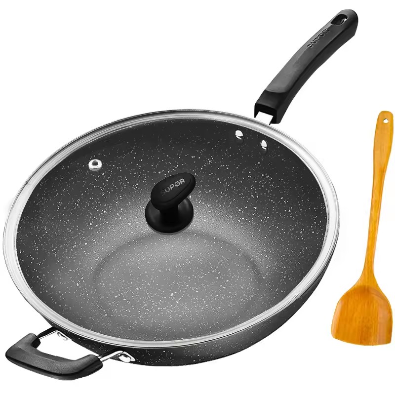 নন-স্টিক wok সঙ্গে পরিবারের wok 32cm ইন্ডাকশন কুকার গ্যাস কুকার