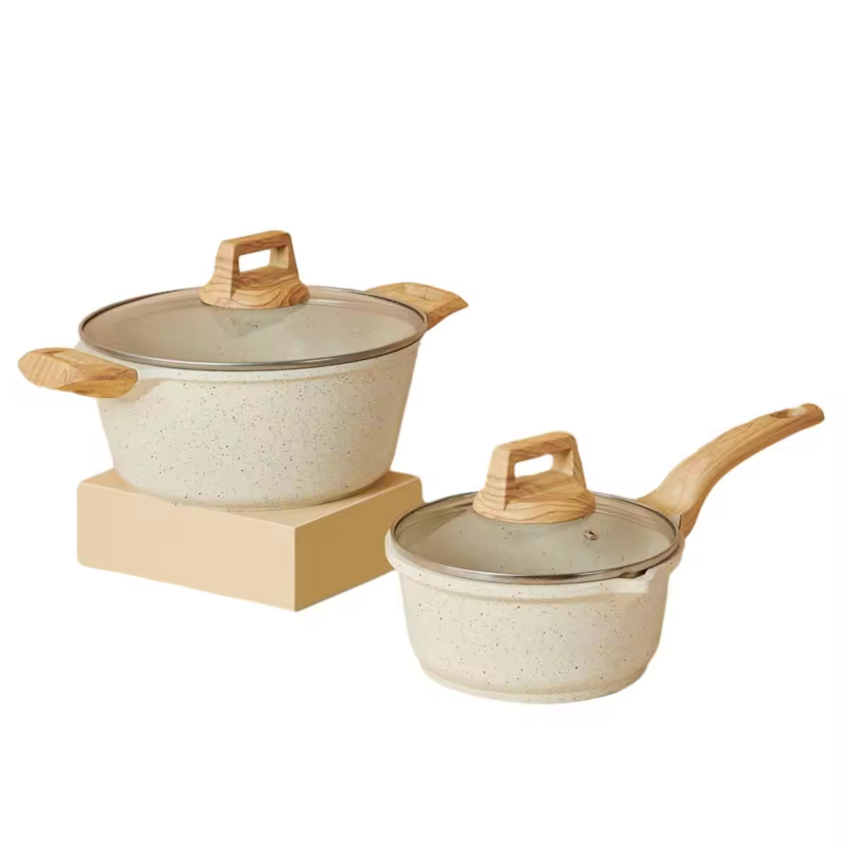 হ্যান্ডেল সহ কাস্টমাইজড লোগো অ্যালুমিনিয়াম ননস্টিক স্যুপ স্টক পট সেট