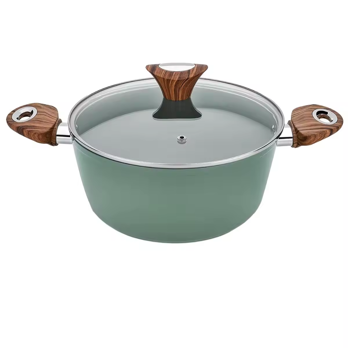 কাচের ঢাকনা সহ রান্নাঘরের ইকো কাস্টমাইজড লোগো দুই-হ্যান্ডেল অ্যালুমিনিয়াম ক্যাসেরোল পাত্র