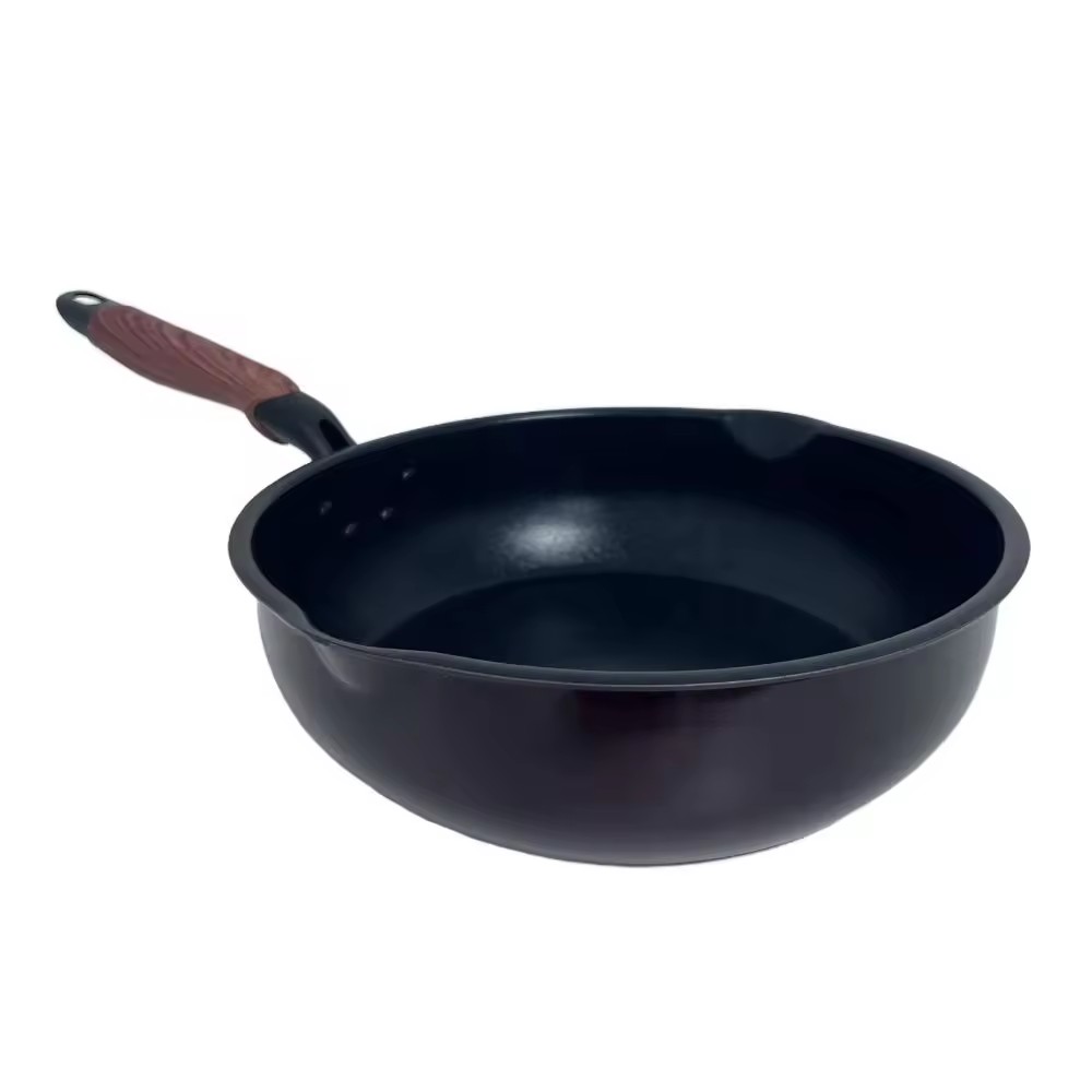 আউটডোর রেস্তোরাঁর রান্নাঘর 20/24/28 সেমি অ্যালুমিনিয়াম গোলাকার ভাজা ভাজার প্যান